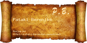 Pataki Bereniké névjegykártya